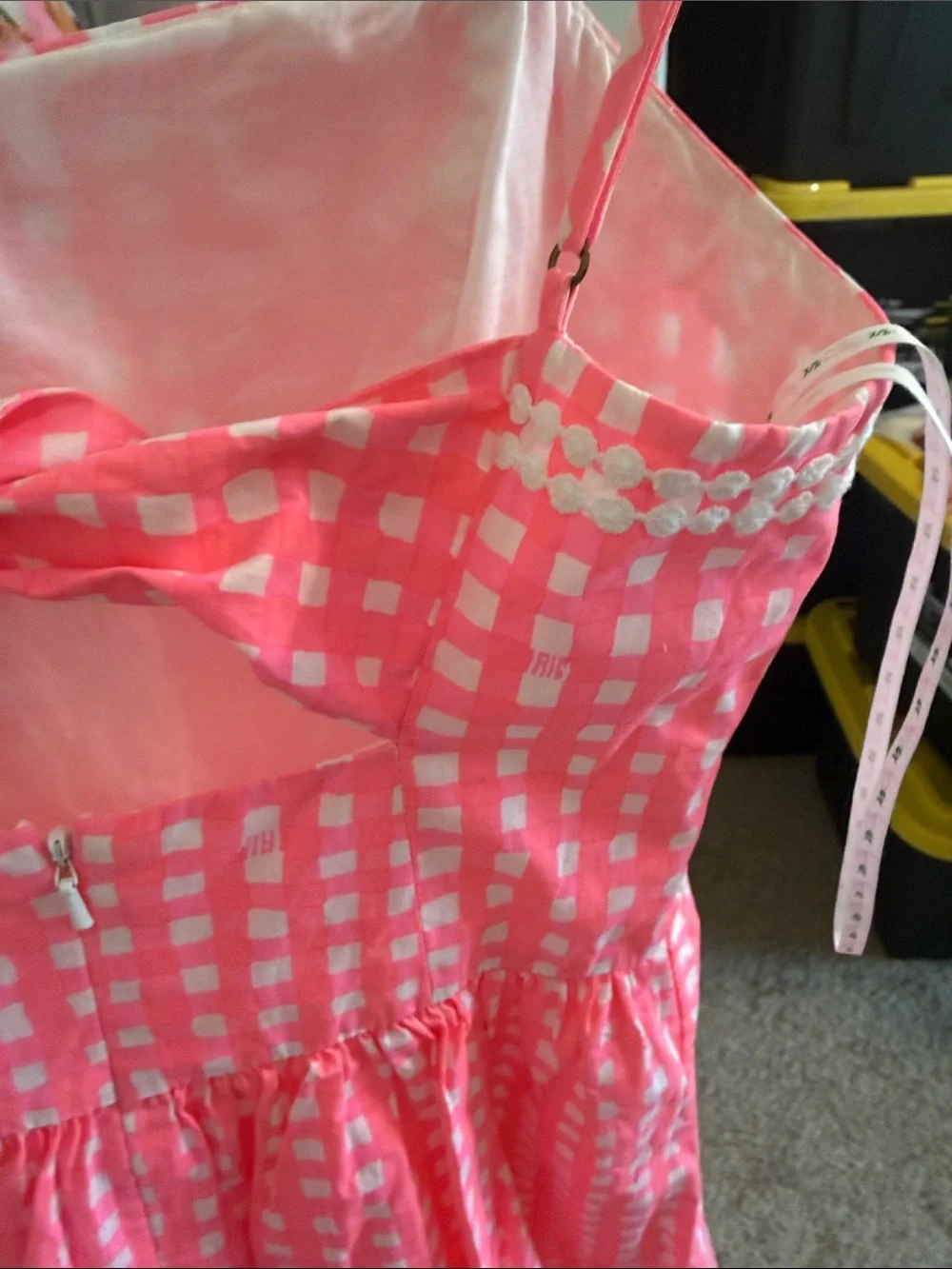 Lilly Pulitzer ❤️' Pink Gingham Sundress with Lace Trim